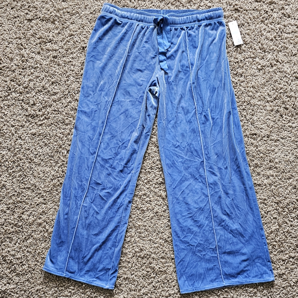 NWT Chelsea28 Pants Wide Leg Velvety Velour Elastic Drawstring Waist Large